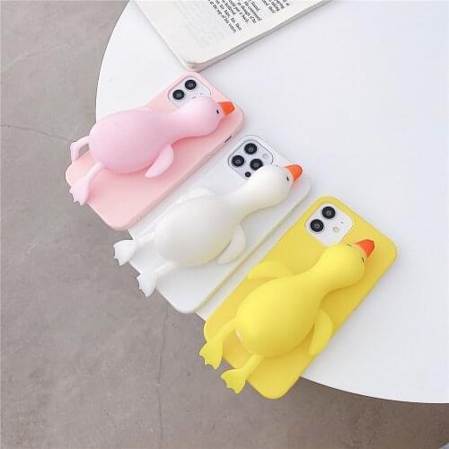 3D Soft Silicone Duck Stress Reliever toy Phone Case For iPhone 11 12 Pro Max 7 8 Plus SE Cartoon Case For Xs Max XR Cute Cover