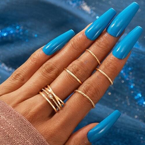 New Geometric Simple Set Ring Alloy Personality Fashion Versatile Gold Ladies 5 Piece Wedding Ring Set Jewelry Bague Homme