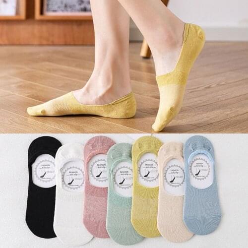 New Womens Socks 3 Pairs/Lot 2021Spring/Summer Invisible Boat Socks Ladies Girls Breathable Mesh Cotton Ankle Socks Solid Color