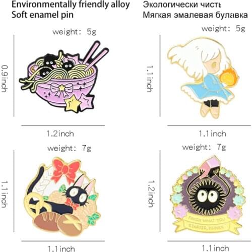 New 20Pcs Black JIJI Cat Kikis Delivery Service Totoro Dust Soot Alloy Brooch Lapel Pin Action Figure Toy