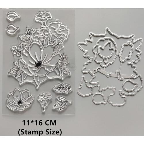 2021 New Flowers Leaves Clear Stamps and Metal Cutting Dies DIY Scrapbooking Embossing Album Seal Template Punch Stencils