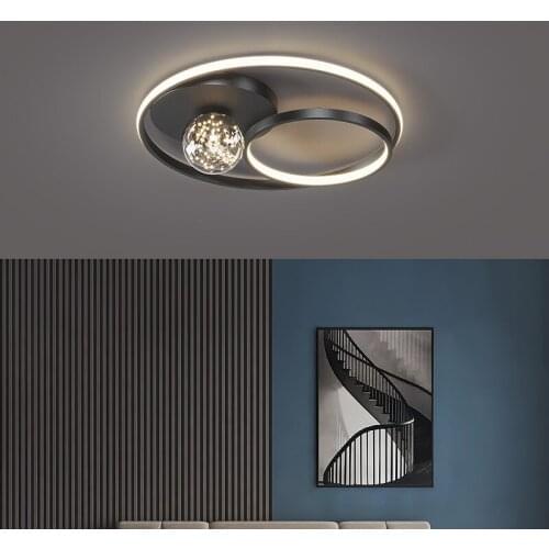 Modern Creative Luster Black Gold LED Ceiling Light for Bedroom Living Dining Room Corridor Kitchen Interior Home Decorative