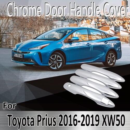For Toyota Prius MK4 XW50 50 2016~2019 2017 2018 Styling Stickers Decoration Chrome Door Handle Cover Refit Car Accessories