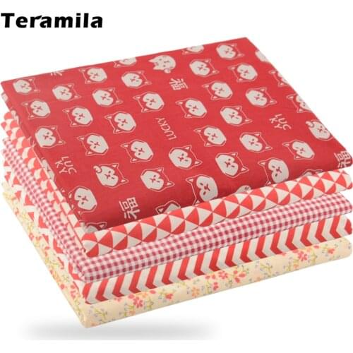Teramila Bright Color Plaid Red Geometric Patterns Apparel Cotton Patchwork Fabrics Material by Per Meters for Needwork Sewing