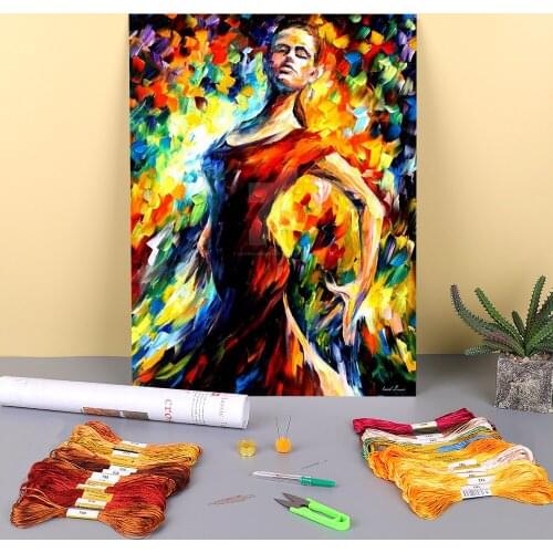 In The Style Flamenco Printed Fabric 11CT Cross Stitch Embroidery Kit DMC Threads Handicraft Painting Sewing Stamped