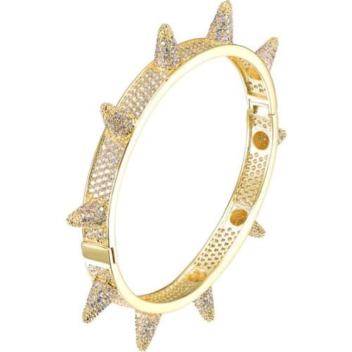 Zlxgirl jewelry full cubic zircon women and men wedding bangles statement punk copper bangle & bracelet Gold color bracelet VAZ