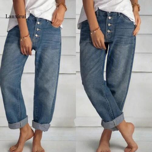 Womens Jeans High Waist Mom Wide Leg Pants NewFashion Retro Blue Straight Pants Large Size Workwear Boyfriend Jeans Ladies