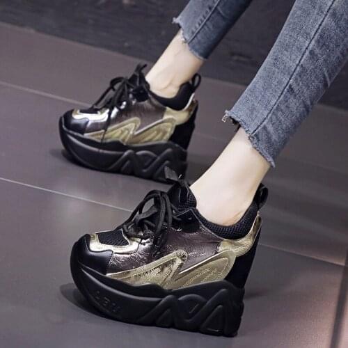 Winter Chunky Sneakers Breathable Women Height Increasing High Platform Shoes 12cm Thick Sole Sneakers Woman Deportivas Mujer