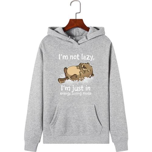 Women Hoodies Sweatshirts Hooded Sweatshirt Cute Animal Letter I'm Not Lazy Print Top Autumn Winter Pullover Female Hoodie Tops