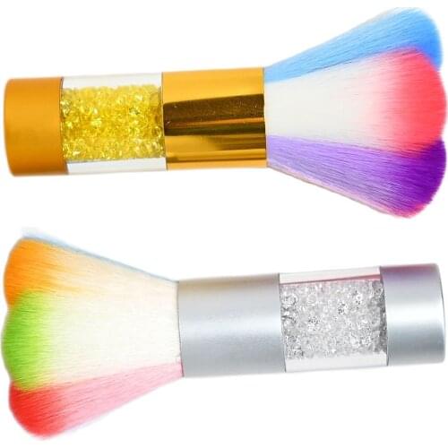 1pc/Lot Nail Clean Duster Brush With Rhinestone Crystal Diamond Handle Colorful Hairbrush For DIY Salon Polishing Manicure C1137