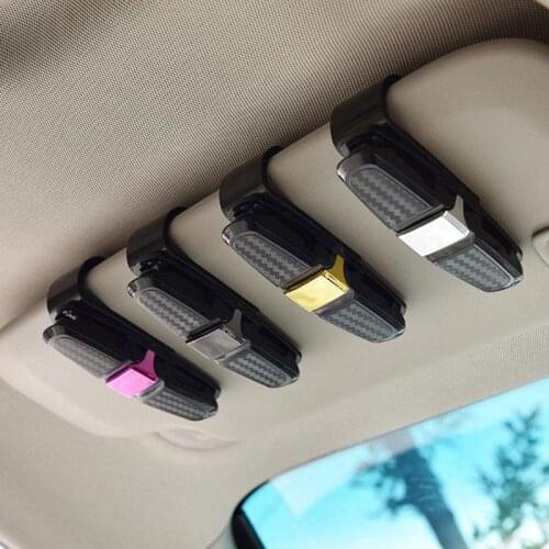 1pcs Multi-Function Car Double Sunglasses Holder Card Pen Sun Visor Clips Universal
