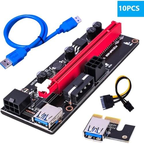 10/5/1pcs Newest VER009 USB 3.0 PCI-E Riser 1X to 16X Extender Adapter Card SATA 15Pin to 6 Pin Power Cable For Bitcon Miner