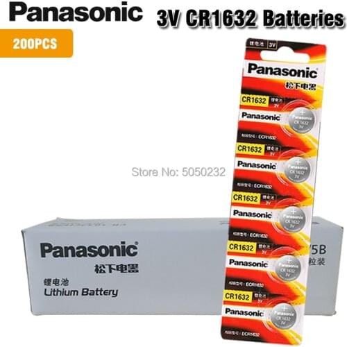 PANASONIC 200Pcs PANASONIC CR1632 1632 DL1632 3V Lithium Batteries Cell Button Coin Battery Calculator Toy Medical Batteries