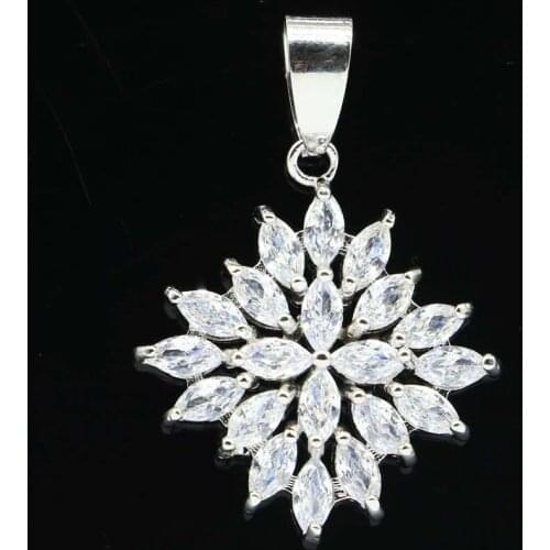 33x23mm Anniversary Silver Pendant Created Pink Morganite White Cubic Zircon Hot Pick Dating Party Girls Jewelry