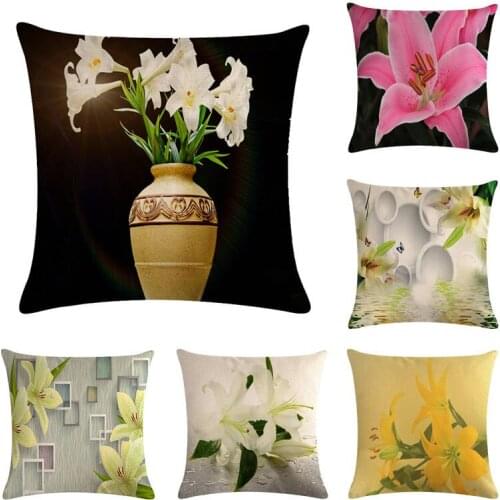 45x45cm Colorful Flower Cushion Cover flower Printed Linen Decorative Pillowcase Home Decor Sofa Pillow Case For Car