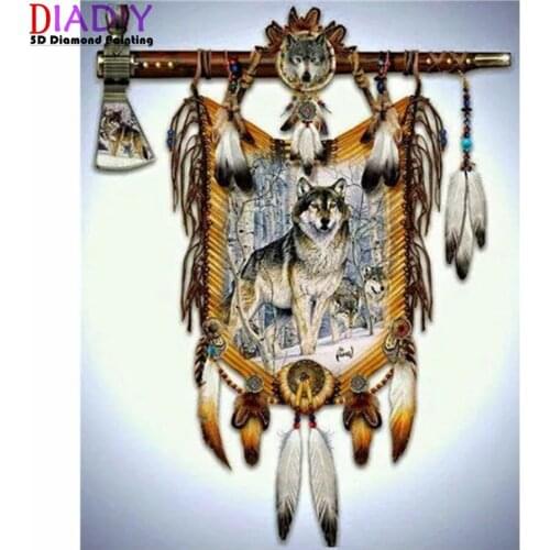 5d diamond embroidery cross-stitch Wolf Dream Catcher home decor diamond painting full mosaic diy pcitures needlework