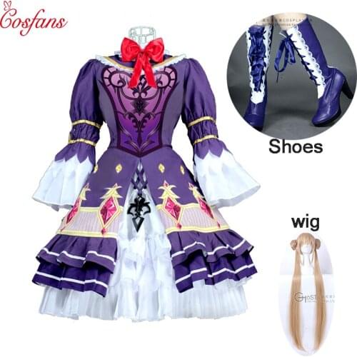 7PCS Luna Lolita Cosplay Maid Dress Uniform Outfit Game Cosplay Costumes Halloween cosplay costume Shoes and wig free delivery