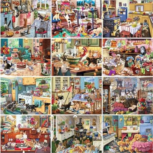 5D DIY Diamond Painting Cat Rhinestone Art Diamond Embroidery Dog Animal Cross Stitch Kitchen Home Decorations