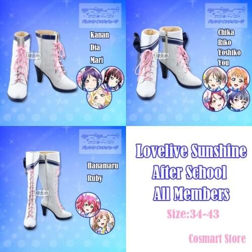 Anime Lovelive Sunshine!!Aqours Takami Chika After School All Members Cosplay Shoes High Heel Boots Custom Size 34-43
