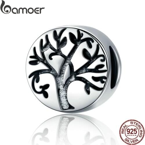 BAMOER Hot Sale Real 100% 925 Sterling Silver Classic Tree of Life Beads fit Charm Bracelets & Bangles Jewelry Making SCC430