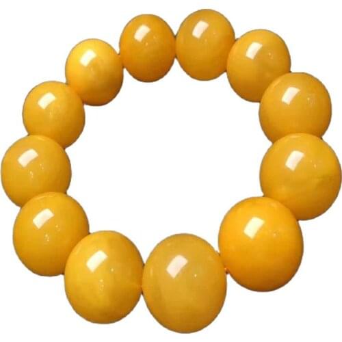 Free delivery old honey chicken oil yellow hand string bead bracelet honey yellow beeswax beads of men and women