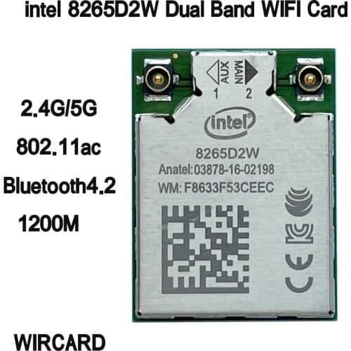 WIRCARD For Intel 8265D2W 8265NGW WIFI Card Bluetooth4.2 802.11ac 2.4G/5G