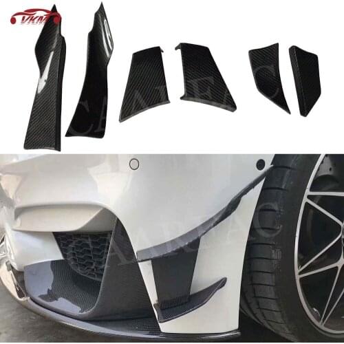 6PCS/Set Carbon Fiber Front Bumper Side Fins Canards Splitters for BMW F80 M3 F82 F83 M4 2014 2015 2016 2017 Car Styling