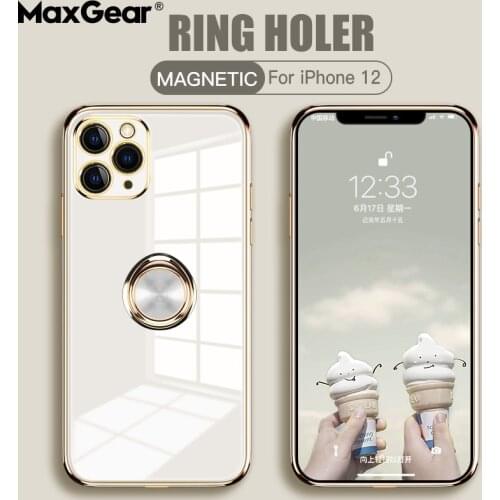 Luxury Soft Liquid Silicone Case For iPhone 12 mini 11 Pro XS X Max 7 8 6 6S XR SE 2020 Stand Ring Holder Thin Hands Strap Cover