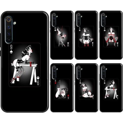 Sexy girl Poker Playing Cards For OnePlus 9 7 8 Pro 8T Nord Case For OPPO Realme C3 C11 C15 GT X2 X7 X50 6 7 Pro Cover