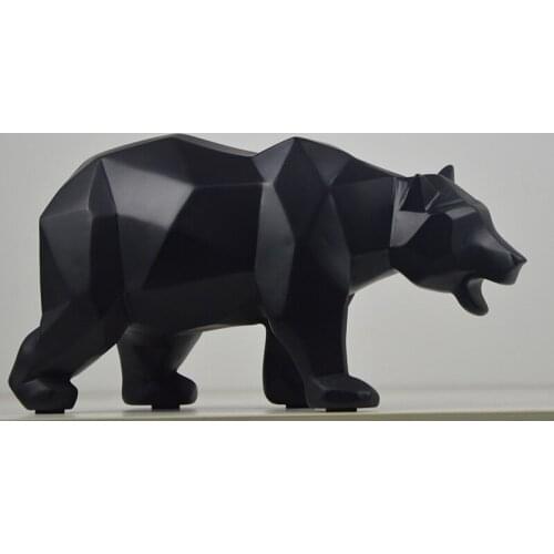 BLACK BEAR SCULPTURE GEOMETRIC ANIMALS RESIN STATUE WILDLIFE DECOR GIFT CRAFT ORNAMENT ACCESSORIES FURNISHING BEAR STATUES R78