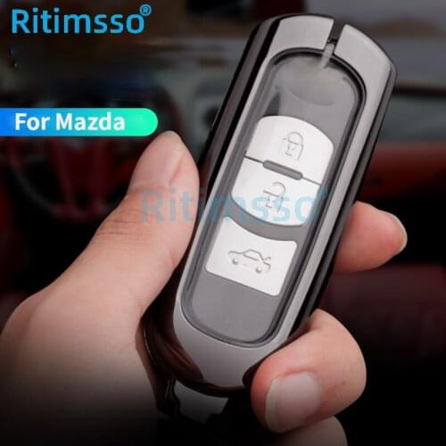 Zinc Alloy+Tpu Car Key Case Auto Key Protection Cover For Mazda 3/6 Axela Atenza CX-5 Car Holder Shell Car-Styling Accessories