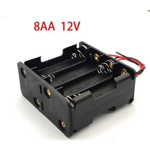 8 x 1.5V AA 12V Battery Storage Holder 8AA Battery Case AA Battery Box Battery Clip Slot Double Layer Back To Back With Cable