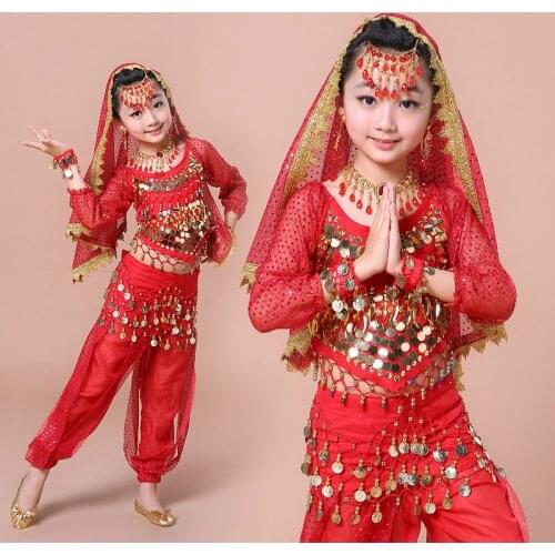 Childrens Belly Dance Professional Costume Childrens Day Indian Bellydance Performance Suit Girl Oriental Dancing Wear H4578