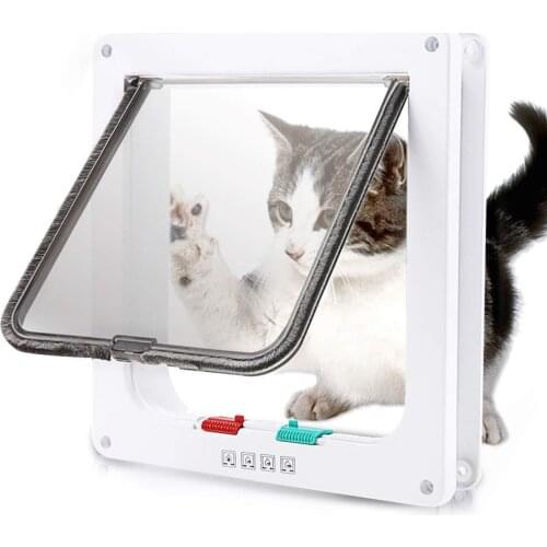 Cat Flap Door with 4 Way Lock Security Flap Door for Dog Cat Kitten Small Pet Gate Door Kit Cat Door Pet Supplies