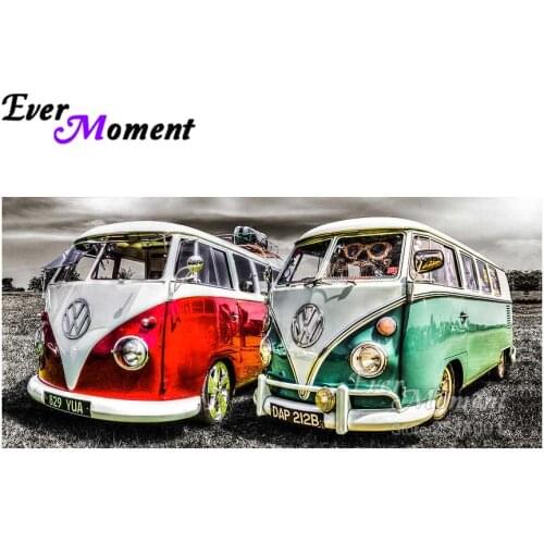 Ever Moment Diamond Painting Camper Van DIY 5D Diamond Embroidery Cross Stitch Needlework Full Complete Mosaic Kit Decor ASF863