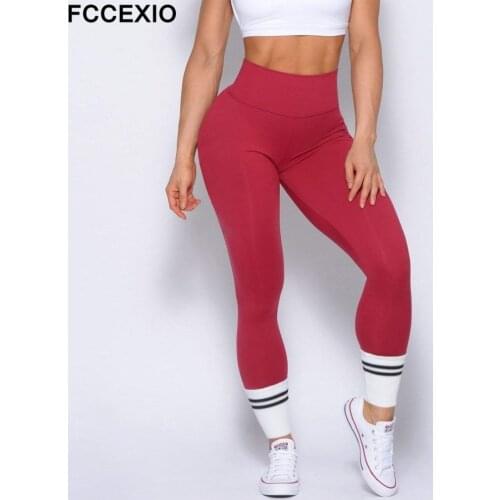 FCCEXIO High Waist Seamless Leggings Push Up Leggins Sport Women Fitness Running Gym Pants Energy Leggings Sport Girl Leggins