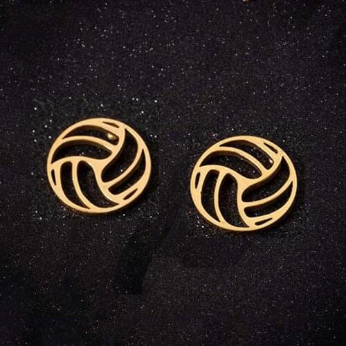 Geometric Volleyball Earrings for Women Men Fashion Earings Sport Jewelry Punk Black Basketball Stud Earring Club Party Gifts