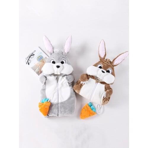 Cute Rabbit Cotton Vest Winter Jacket Fluffy Kids Costume Gift For Infant Baby Boys Girls Sleeveless Hood Cartoon Free Shipping