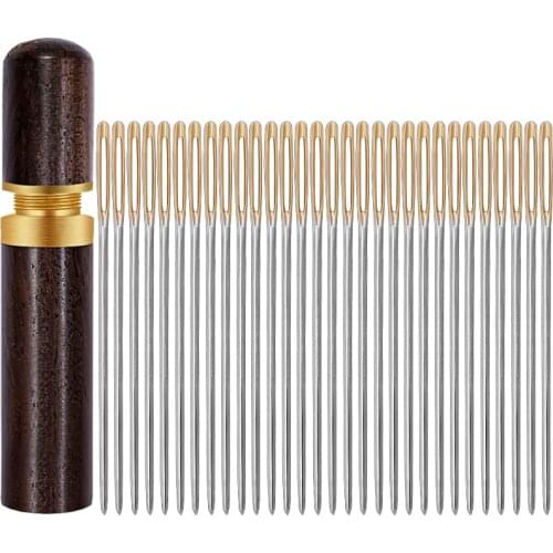 LMDZ Wooden Embroidery Needle Storage with Smooth Touch 30 Pcs Sewing Needles Sewing Supplies for Embroidery Accessories