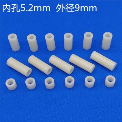 PC Isolation column 5.2mm ID 9mm OD Nylon casing Gasket washer Plastic M5 Round body Spacer ABS Pad 3-20mm High
