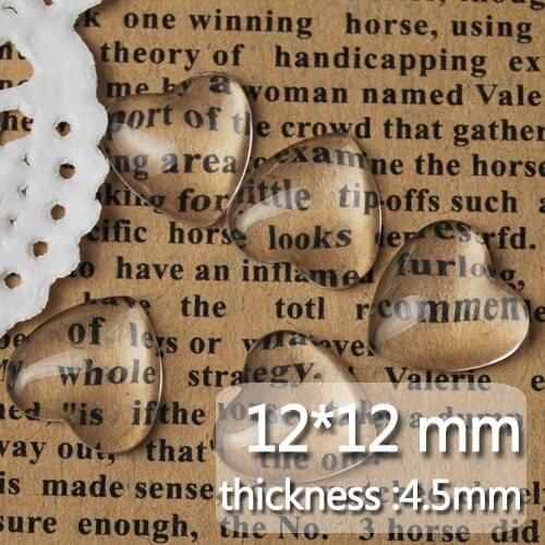 12MM Heart Flat Back clear Crystal glass Cabochon,Top quality;glass title,sold 200pcs/lot-C1068