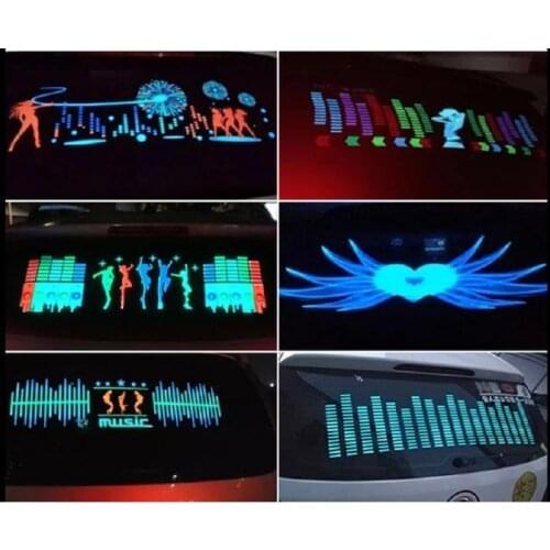 Cool Car Sticker Music Rhythm Changes Jumpy Sticker LED Flash Light Lamp Sound Activated Equalizer Neon EL Rear Window Styling