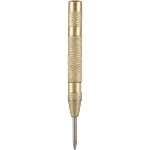 Brass Yellow Automatic Center Punch Spring Loaded Chrome Rivet Screw Auto Mark Hole Length 127mm