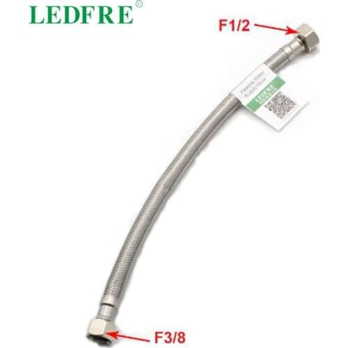 LEDFRE F1/2*F3/8 304 Stainless Steel Braided Connector Sinks Faucet Water Supply Line Flexible Hose Connecting Connector LF15006