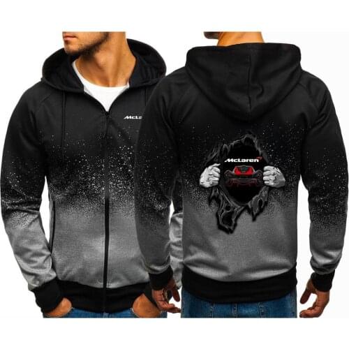 2020 Mens Jacket Zipper McLaren Car Logo Print Custom Punk Man Casual Harajuku Gradient Color Hoodies Gradient Sweatshirts