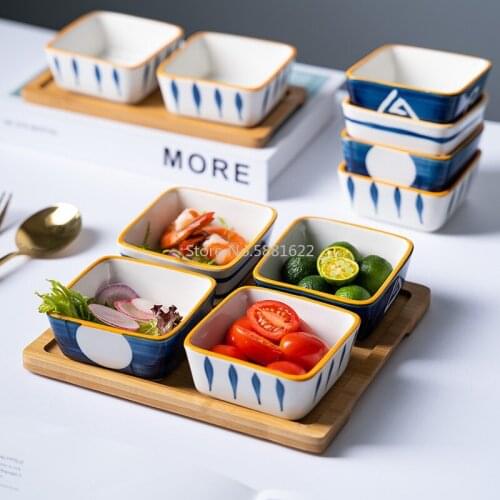 Nordic Minimalist Creative Ceramic Fruit Dish Dried Fruit Dish Snack Dish Set with Tray Mat 2/4/6 Sets