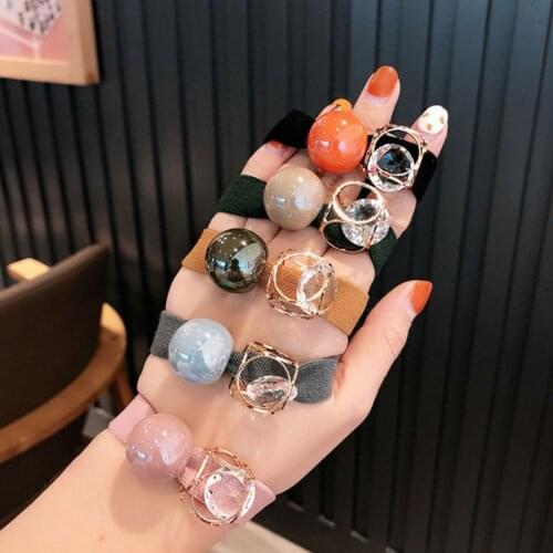 New Fashion Crystal Bead Scrunchie Women Girls Elastic Hair Rubber Band Accessories Tie Hair Rope Ring Holder Ornaments Headwear