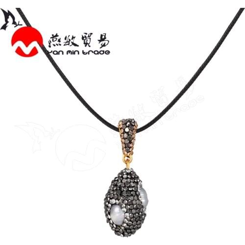 Natural Pearl Necklace Luxury Cubic Zircon Water Drop Irregular Pendant Rope Necklace 2020 Bridesmaid Gift Wedding Jewelry