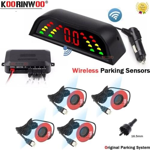 Koorinwoo Original Flat Sensors Adjustable 16.5mm Parking Sensors Alarm Alert Indicator blind Probe Wireless Parktronic For Cars