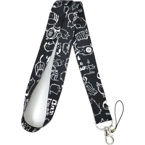 Cartoon Cats Graffiti Neck Strap Lanyard keychain Mobile Phone Strap ID Badge Holder Rope Key Chain Keyrings cosplay Accessories